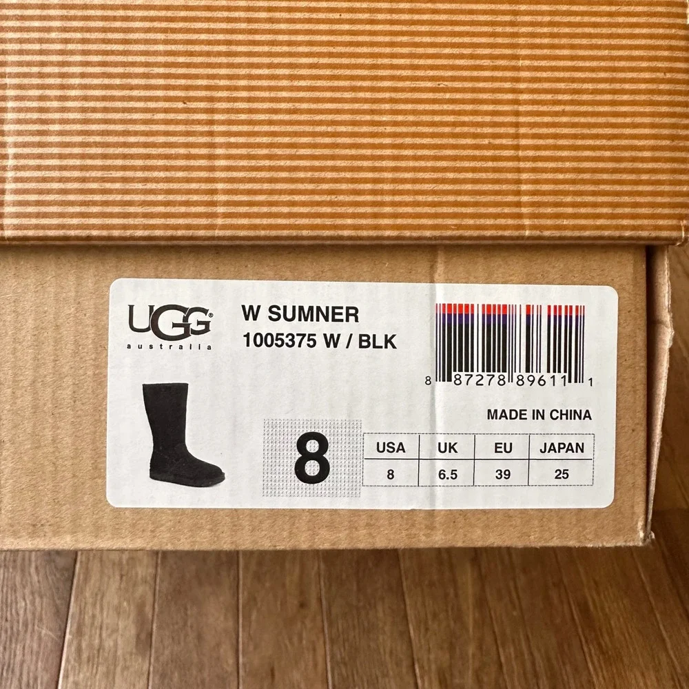 UGG Sumner Boots Womens Size 8 Suede Shearling Mid Calf Zipper Brown